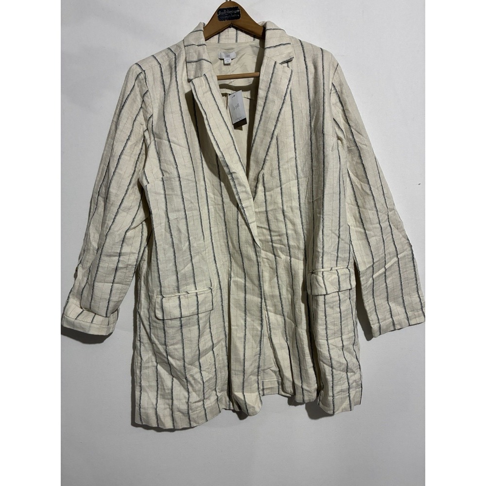 NWT J. Jill Linen Barley Mult Duster‎ Blazer Jacket Womens Size Large Tall